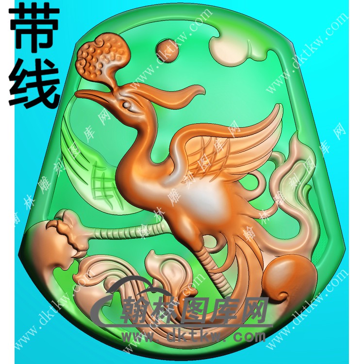玉雕凤凰挂件带线精雕图（GLF-572)展示