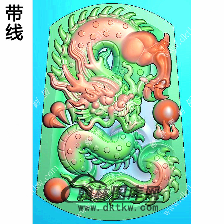 凹底龙牌挂件带线精雕图（LF-391)展示