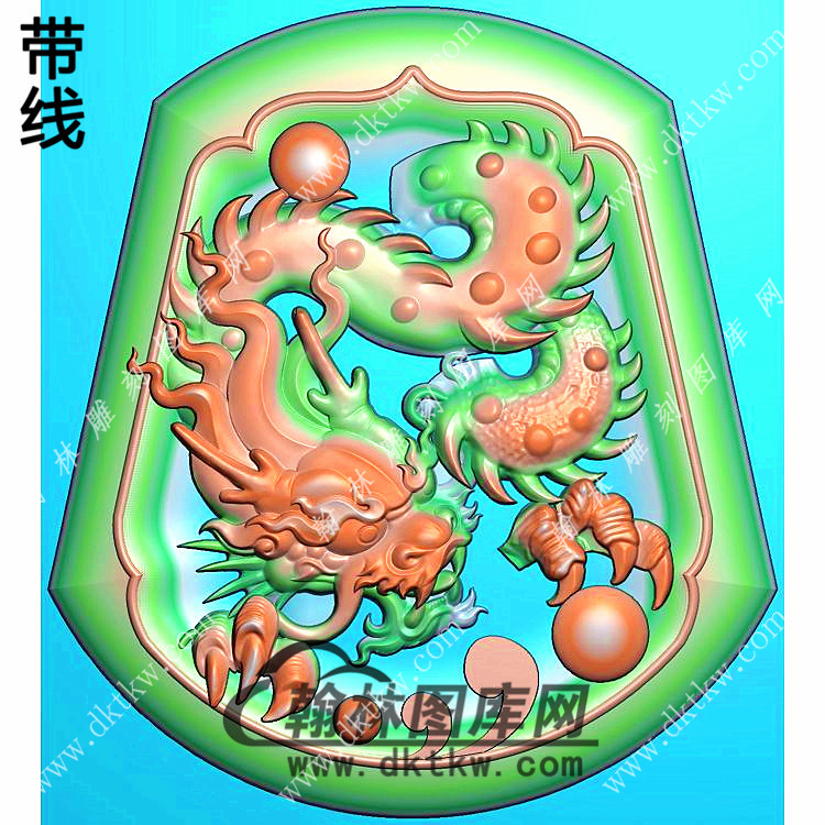 凹底龙牌挂件带线精雕图（LF-400)展示