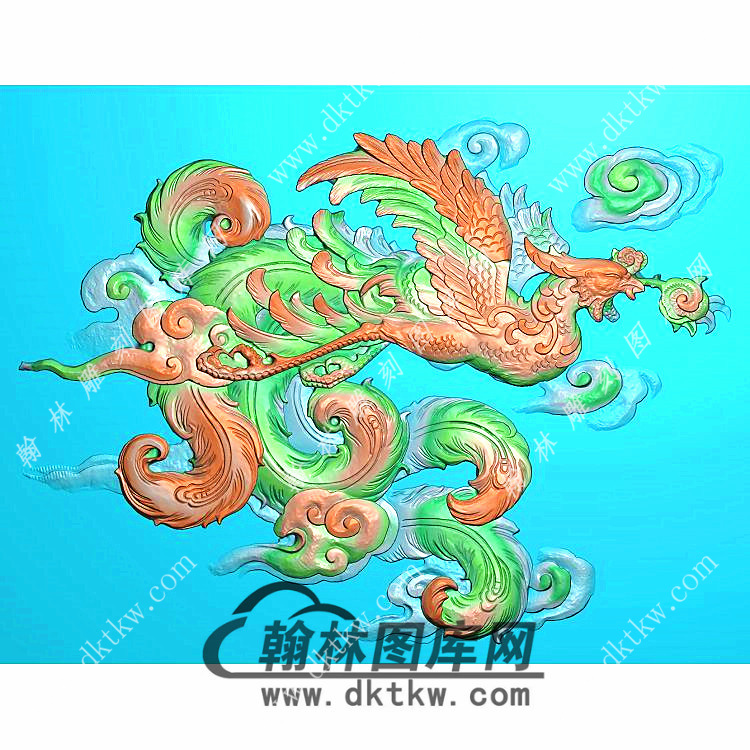 凤凰挂件素材扫描图精雕图（LF-382)展示