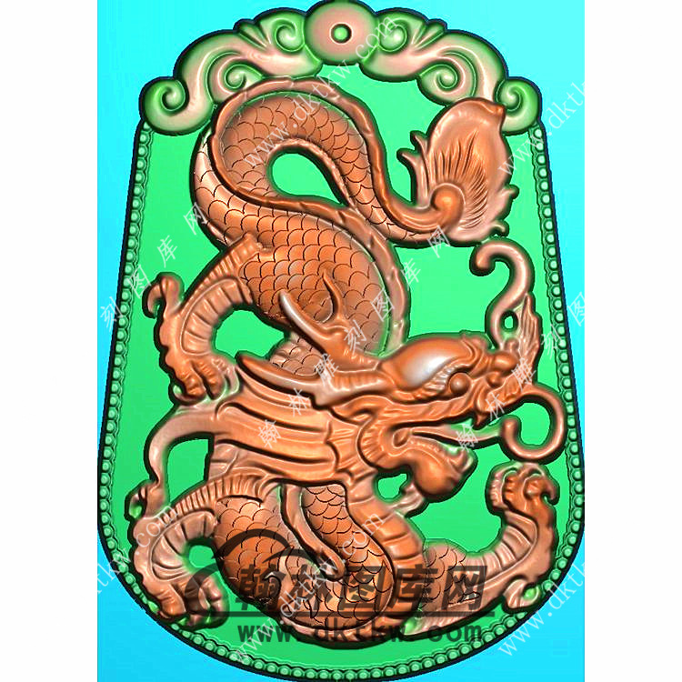 鳞龙牌挂件精雕图（LF-385)展示