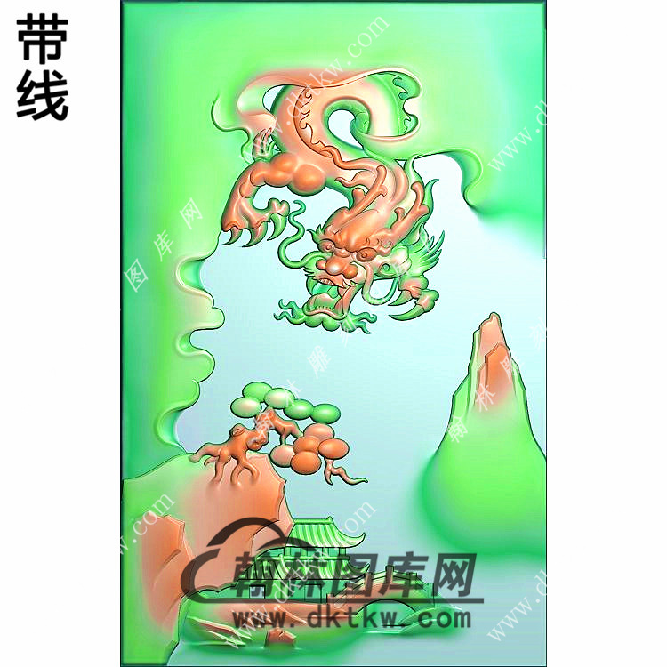 山水盘龙46牌带线精雕图（LF-439)展示