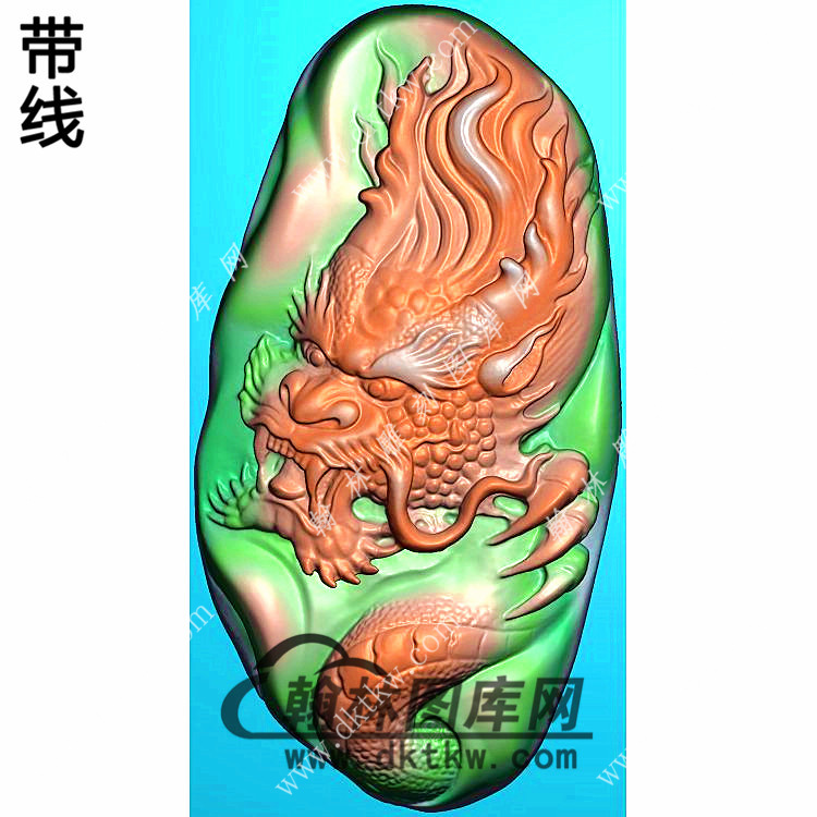 随形龙牌挂件精雕图（LF-410)展示