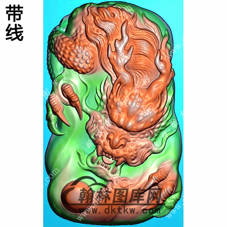 玉雕随形龙牌挂件带线精雕图（LF-420)展示