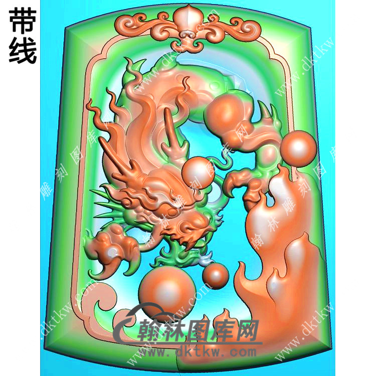 洋花牌头火焰龙牌挂件带线精雕图（GLF-088)展示