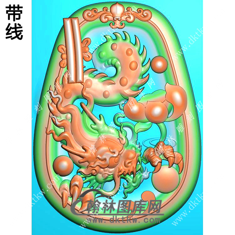 洋花牌头莲花龙牌挂件带线精雕图（GLF-087)展示