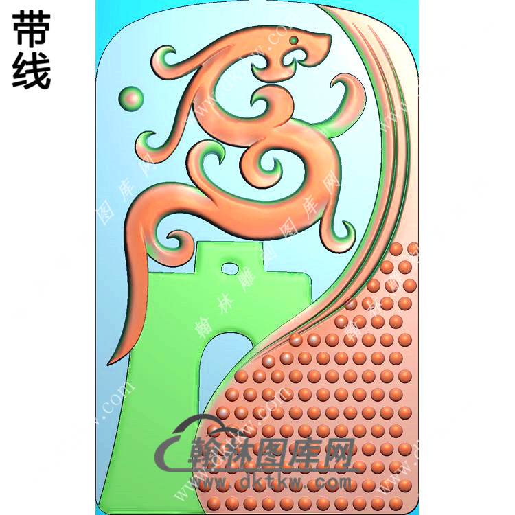 仿古龙牌挂件带线精雕图（GLF-217)展示