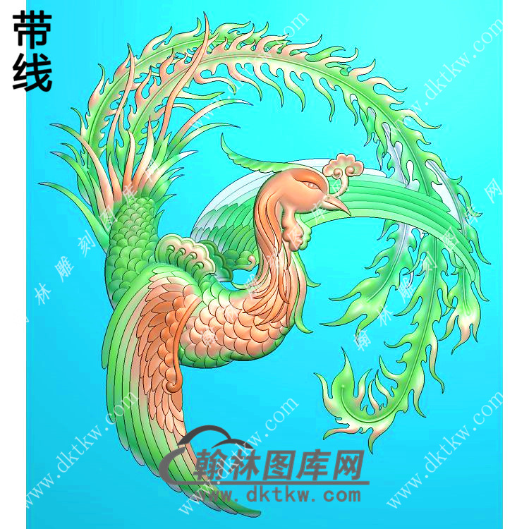 凤凰圆牌挂件带线精雕图（GLF-283)展示