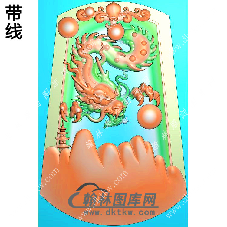 山水龙牌挂件带线精雕图（GLF-252)展示
