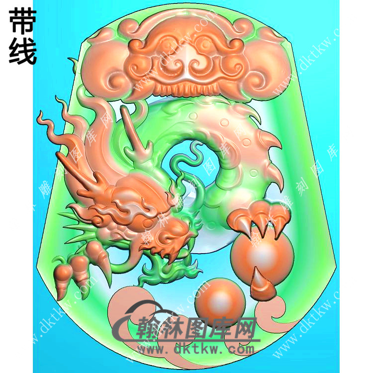 兽头兽面牌头龙牌挂件带线精雕图（GLF-276)展示