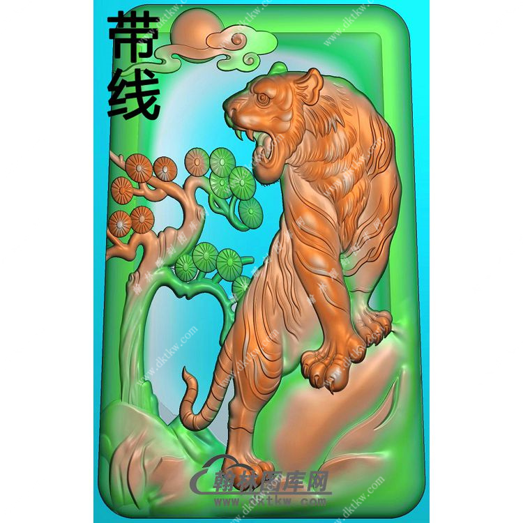 凹底老虎挂件带线精雕图（GH-107）展示