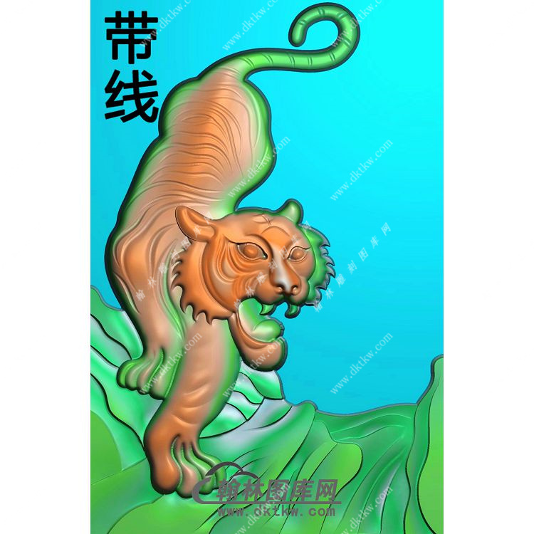 下山猛虎挂件带线精雕图（GH-097）展示