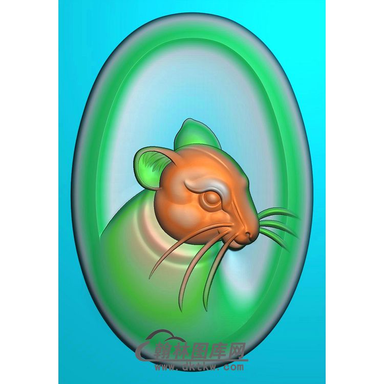 椭圆老鼠头挂件精雕图（GS-011）展示