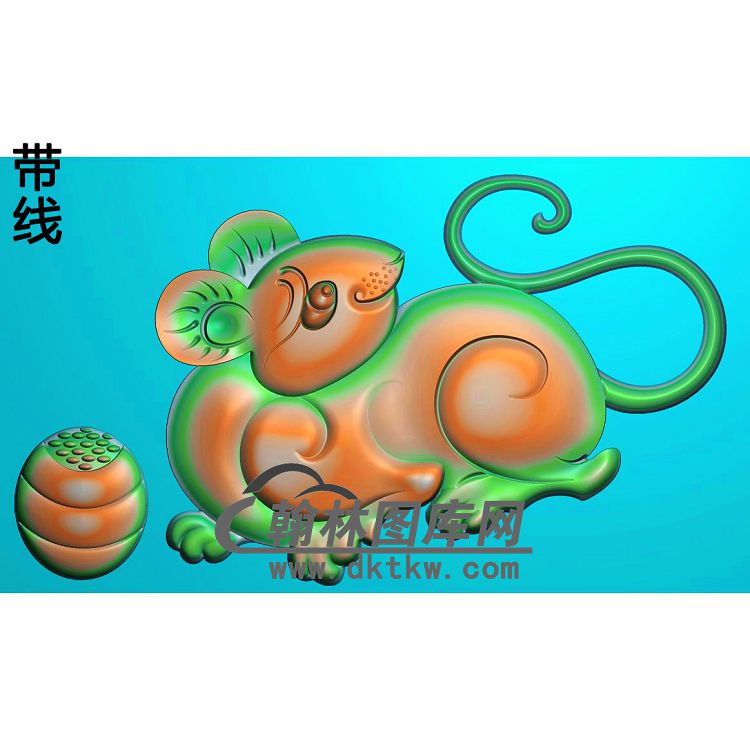 玉雕老鼠挂件带线精雕图（GS-050）展示