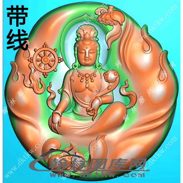 手持如意坐观音挂件带线精雕图（LGY-197）展示