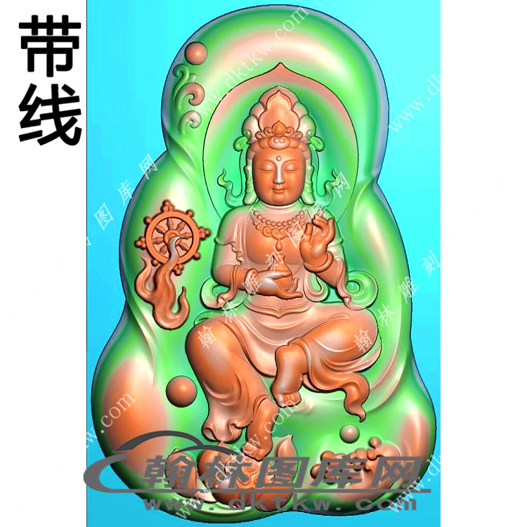 手托净瓶脚踩莲花观音挂件带线精雕图（LGY-199）展示