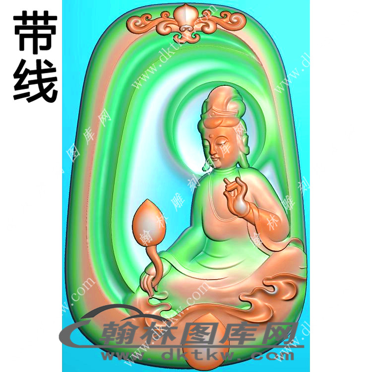 梯形凹底坐观音挂件带线精雕图（LGY-160）展示