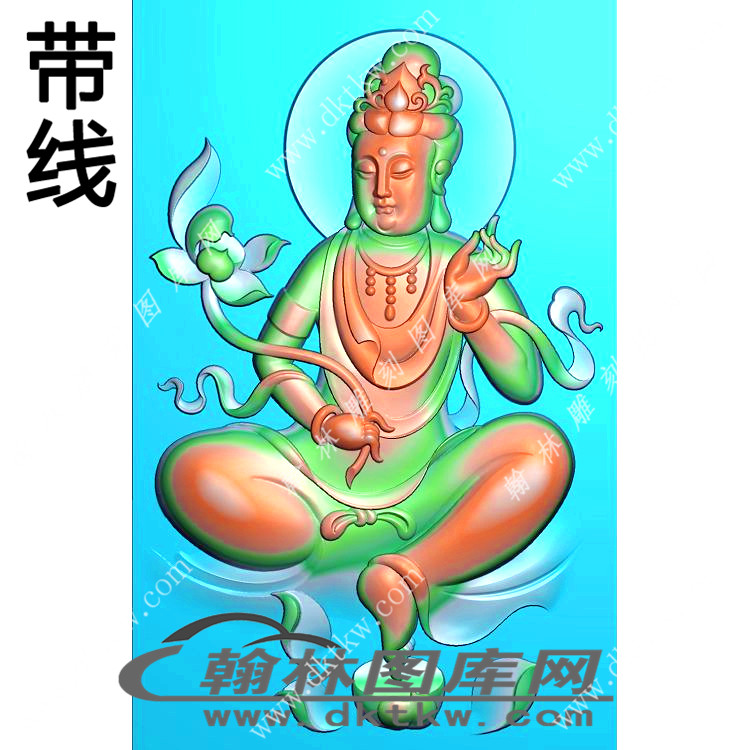 玉雕手持莲花坐观音挂件带线精雕图（LGY-180）展示