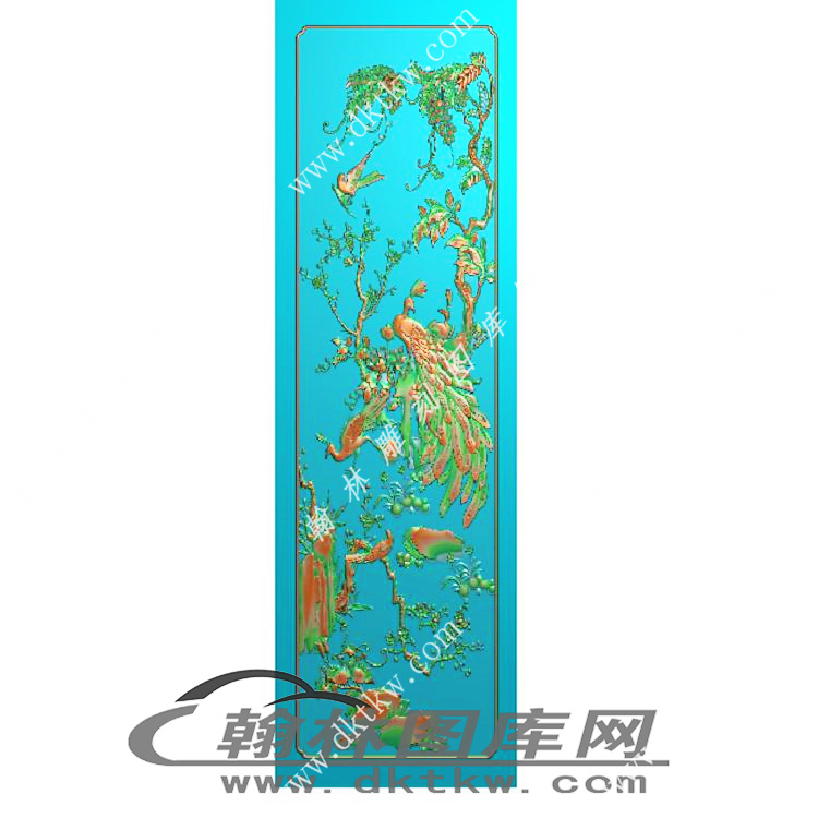 花鸟顶箱柜门板精雕图（MM-043）展示