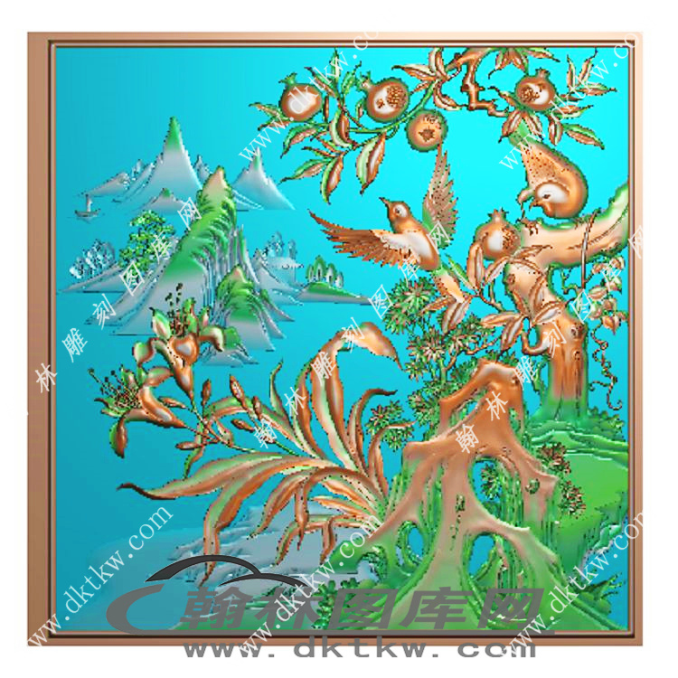 花鸟顶箱柜精雕图（MM-023）展示