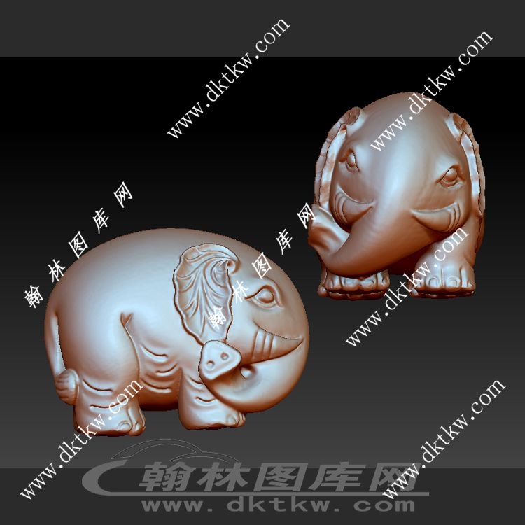 大象立体圆雕图（DWG-261）展示