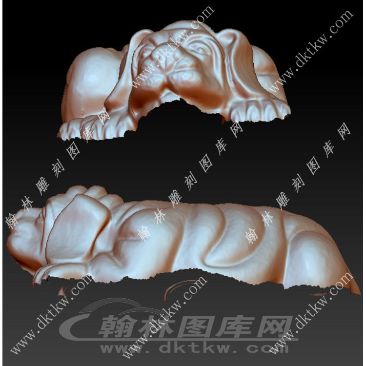 狗趴立体圆雕图（YDS-037）展示