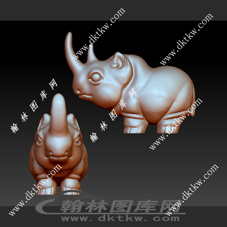犀牛立体圆雕图（DWG-297）展示