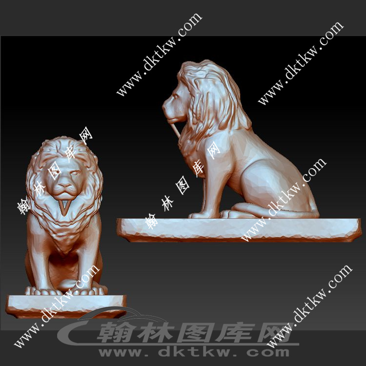 威武的狮子立体圆雕图（SKT-836）展示