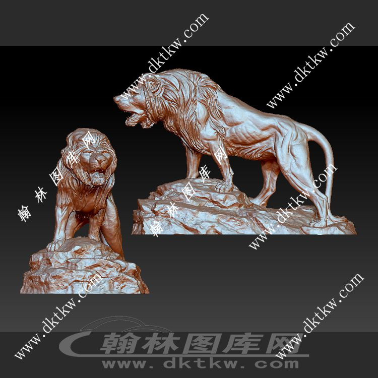 雄狮雕塑立体圆雕图（SKT-654）展示