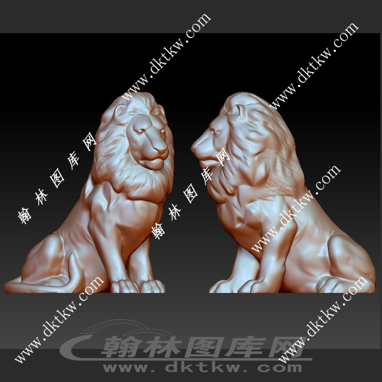 坐着的雄狮立体圆雕图（SKT-613）展示