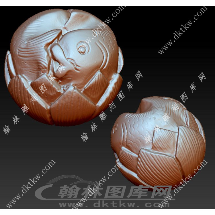 双鱼莲花立体圆雕图（YDS-034）展示