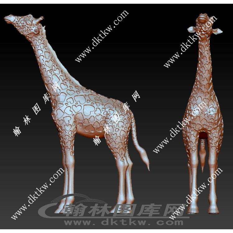 爱心的长颈鹿动物模型立体圆雕图（RNG-112）展示