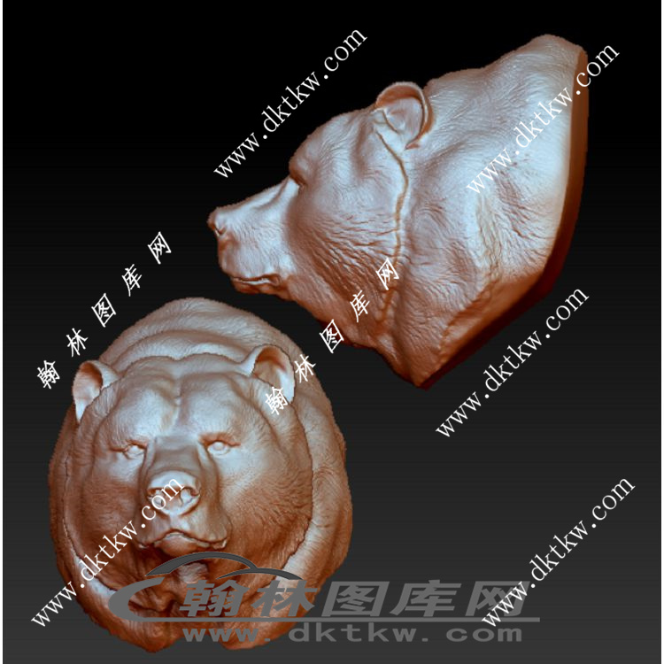 灰熊头立体圆雕图（RNG-130）展示