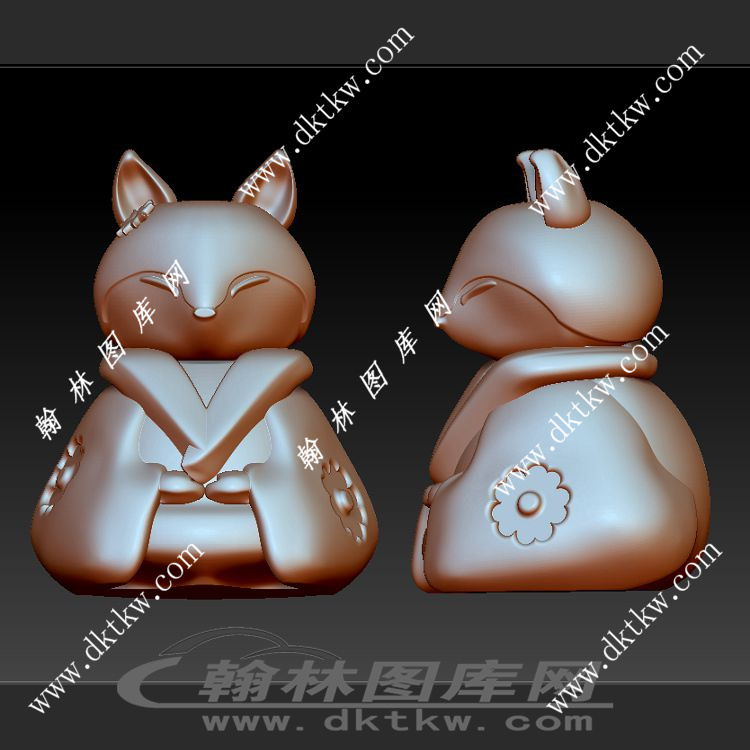 女狐狸立体圆雕图（DWG-215）展示