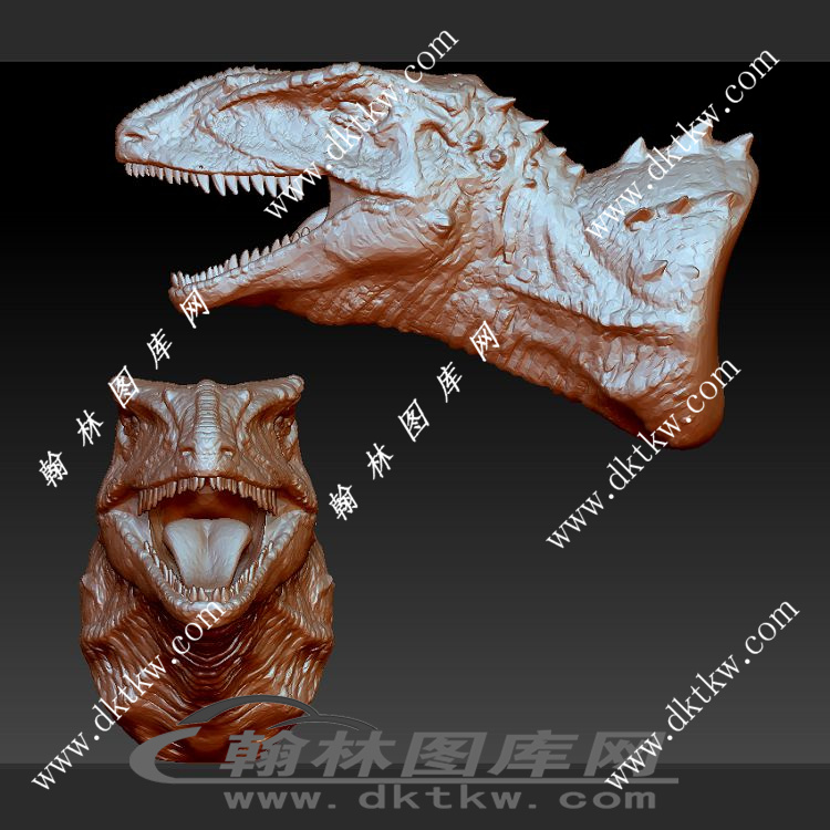 嘶吼的恐龙头立体圆雕图（SKT-822）展示