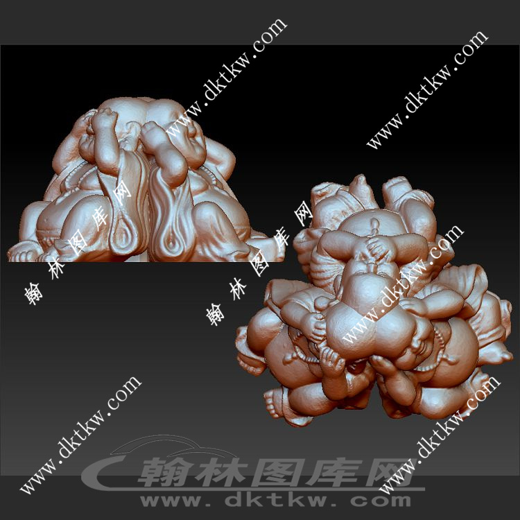 3个和尚立体圆雕图（SKT-875）展示
