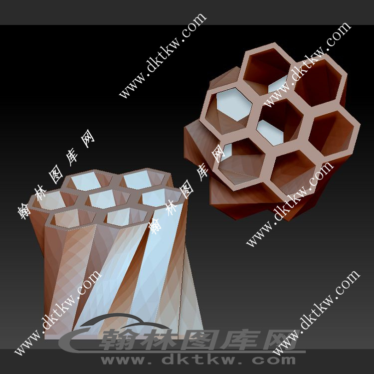 蜂巢状笔筒立体圆雕图（SKT-701）展示