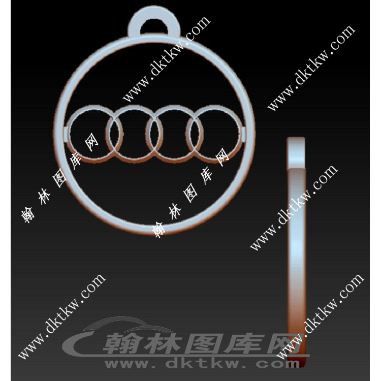 奥迪车标挂坠立体圆雕图（RNG-175）展示