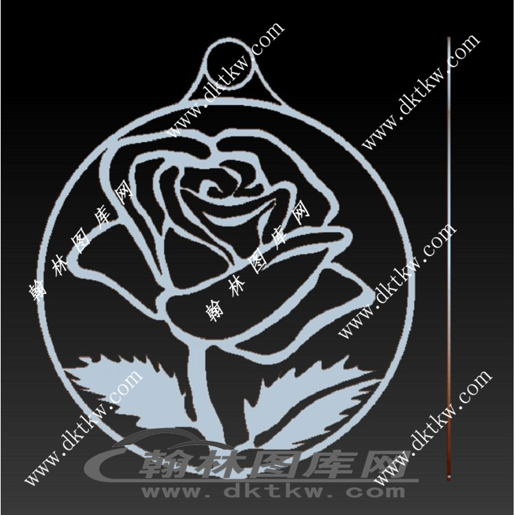 玫瑰花吊坠立体圆雕图（RNG-202）展示