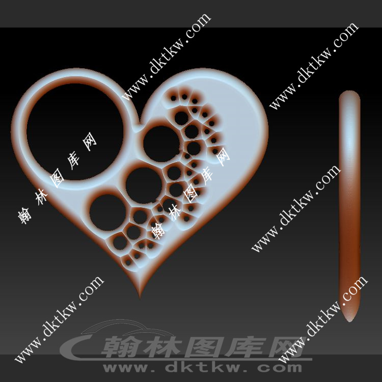 心脏吊坠立体圆雕图（SKT-521）展示
