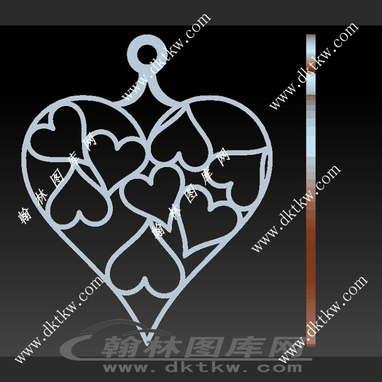 心脏形吊坠立体圆雕图（SKT-522）展示