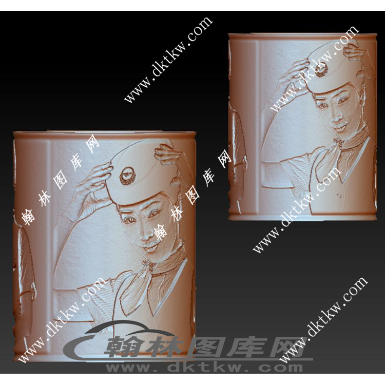 空姐浮雕柱立体圆雕图（RNG-195）展示