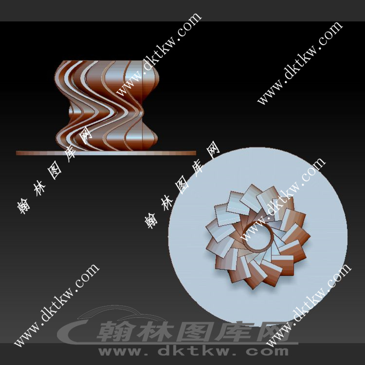 扭曲花立体圆雕图（SKT-281）展示