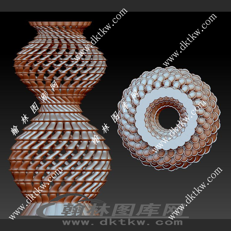 旋转螺纹花瓶立体圆雕图（SKT-539）展示