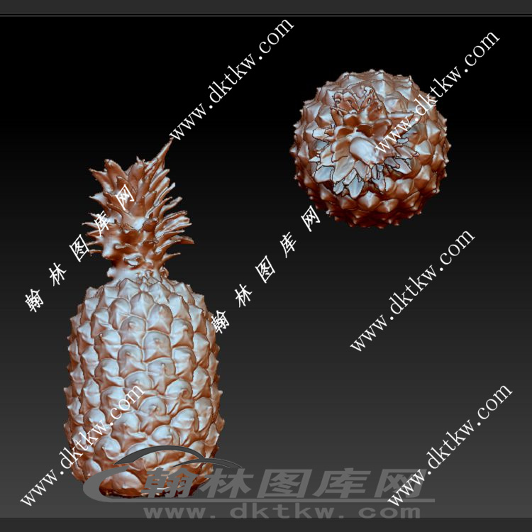 菠萝立体圆雕图（DWG-096）展示