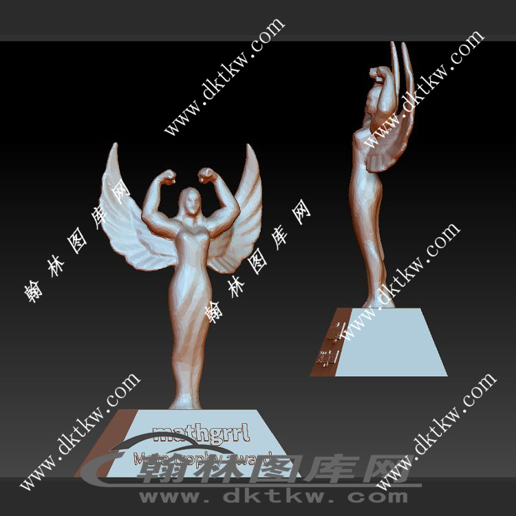 天使奖杯立体圆雕图（SKT-829）展示