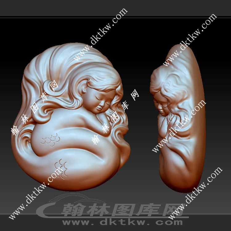 小美人鱼立体圆雕图（DWG-208）展示