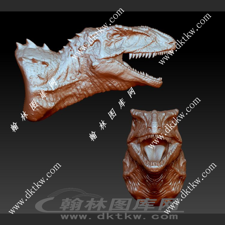 班卓琴恐龙的头立体圆雕图（SKT-298）展示