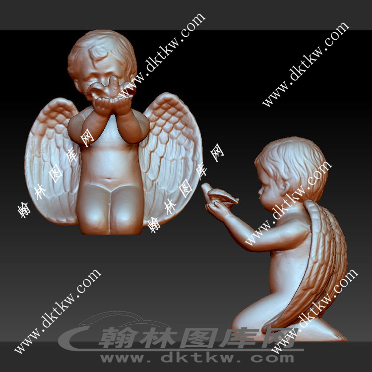手托鸽子的天使宝贝立体圆雕图（SKT-189）展示