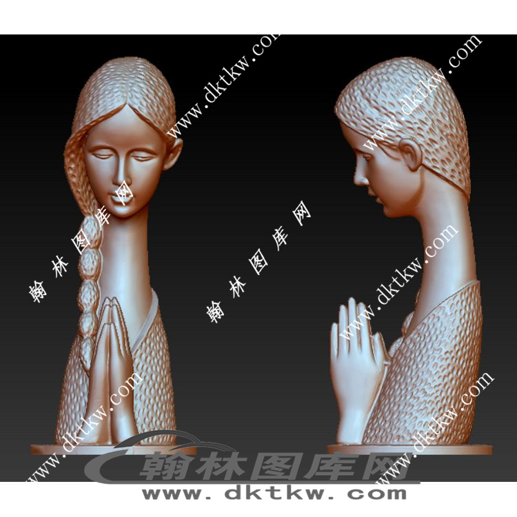 祷告的女孩立体圆雕图（RNG-313）展示